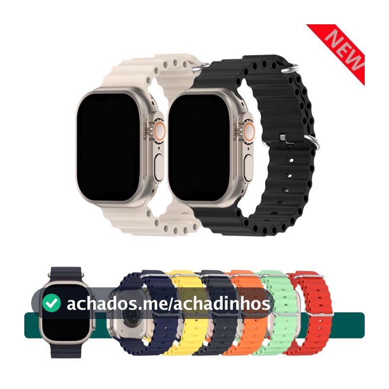 Pulseira Oceano Silicone Para Smart Watch e Iwo 38mm 40mm 41mm 42mm 44mm 45mm 49mm Ultra serie 8