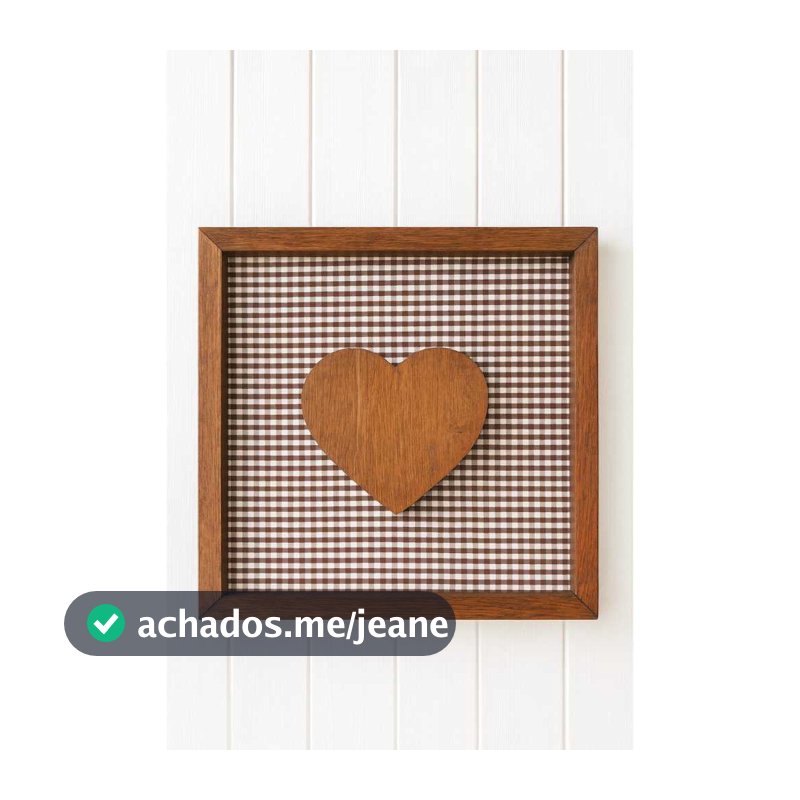 Quadro Coração Xadrez Marrom