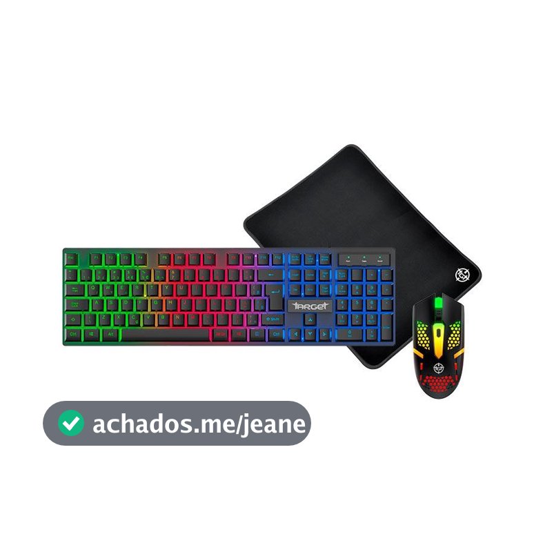 Combo Gamer TGT Fal, Rainbow, Teclado ABNT2, Mouse 1600DPI, Mousepad Pequeno, TGT-FAL-RBW03
