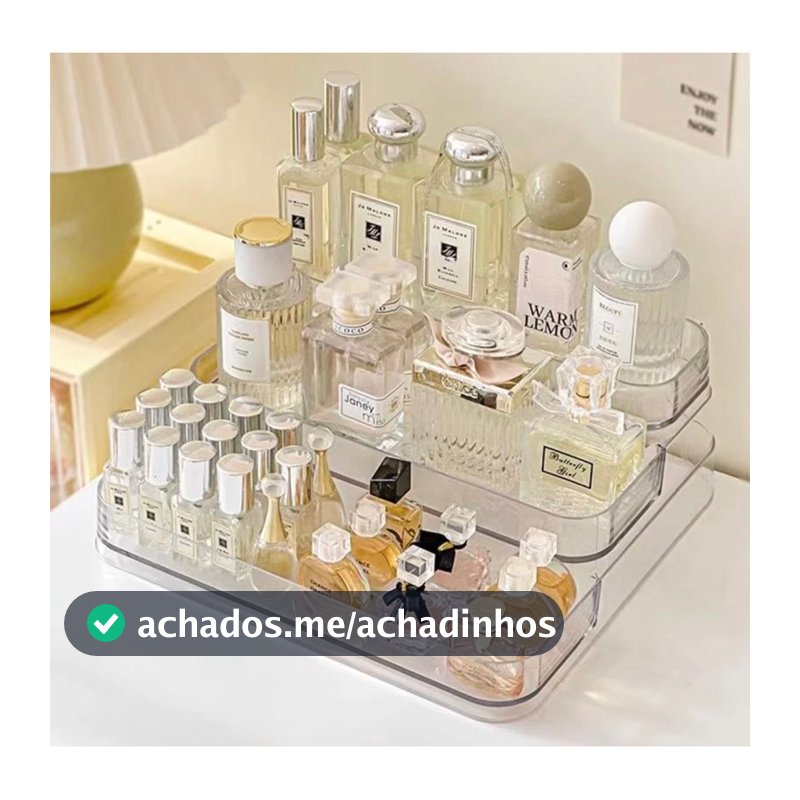 Expositor de Perfumes Cosméticos 3 Andares Multiuso Organizador Prateleira Diamante Acrílico Porta Maquiagem Beleza