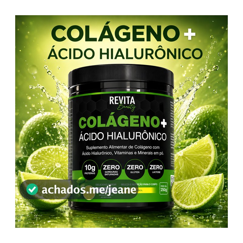 Colágeno + Ácido Hialurônico Zero Açúcar e Verisol - Revita Beauty | 3 Sabores Natural Pote de 250g