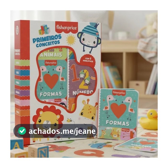 Box De Livros Fisher Price C/ 6 Mini Livros Infantil Primeiros Conceitos Novo