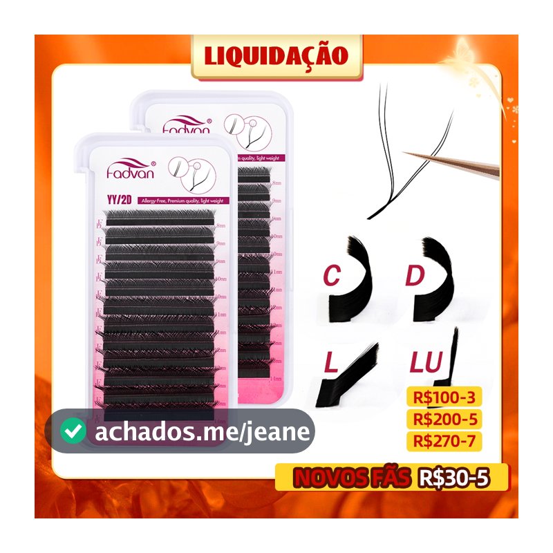 FADVAN Cílios YY Shape L/Lu (M)/DD/C/D Curl Hand Fabric Premium Mink Extensão De Luz Natural Macia
