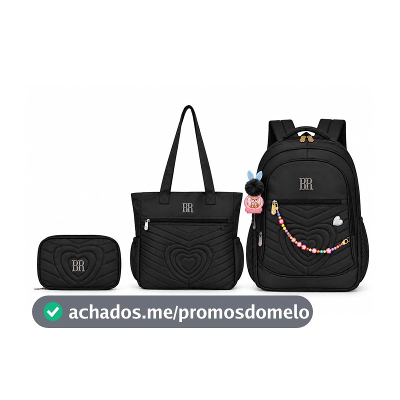 Conjunto Escolar Feminino Mochila Infantil Grande Capacidade para Livros e Material Escolar