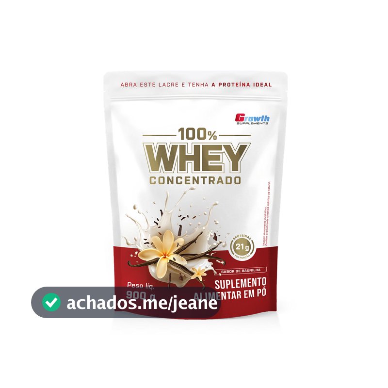 100% Whey Concentrado 900g Growth Supplements