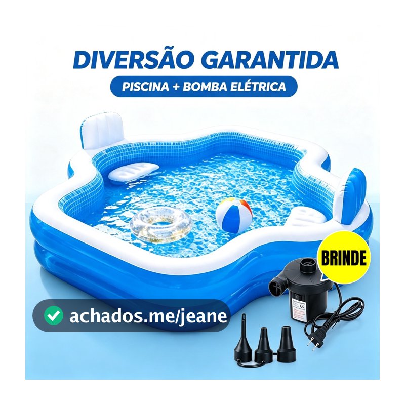 3000L Piscina inflável com encosto para assentos, ideal para família e crianças modelo reforçado para diversão aquática