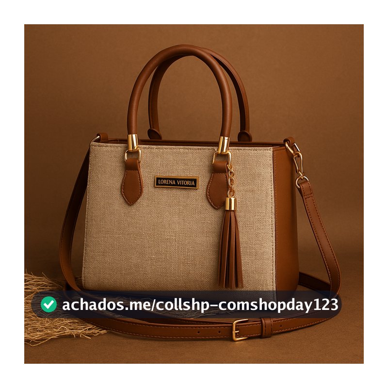Bolsa Feminina Lorena Vitória Palha Chic Alça Dupla (Mão + Transversal)
