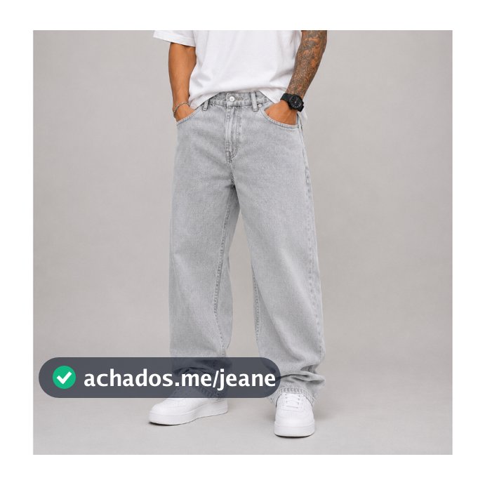 Calça Balão Estornada Cinza Premium – Edição Limitada Streetwear Jeans Largo Do 36 ao 48