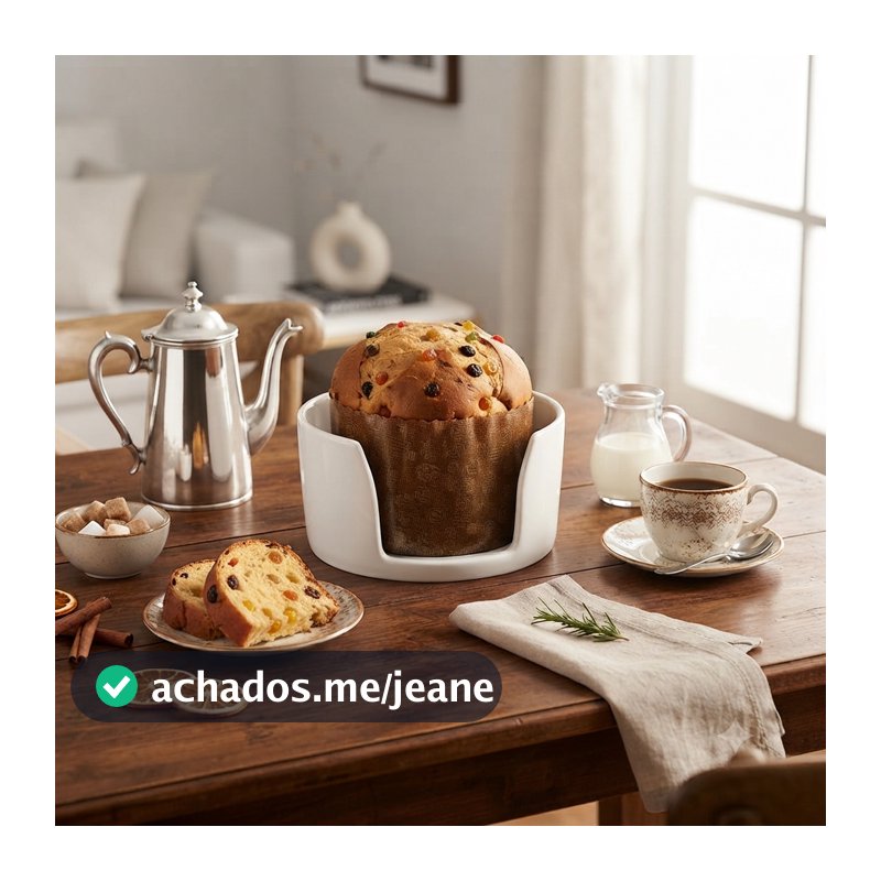 Porta Panetone/Chocotone Cerâmica Branco Mesa Posta Natal Com Abertura Para Servir Ideal Para Mesas De Cafés Scalla 2a