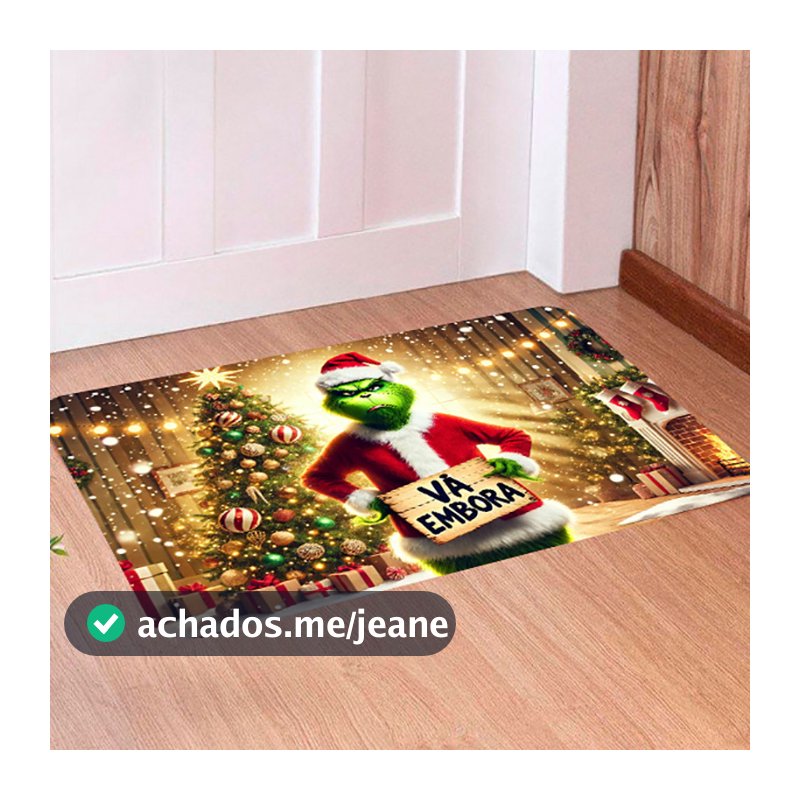 Tapete Para Porta Decorativo Personagem Grinch Vá Embora Lareira Natal