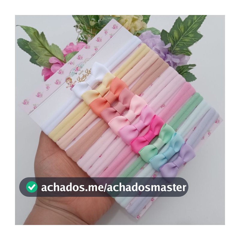 Kit 10 Faixinhas Laço para Bebê Menina – Meia de Seda Slim (0 a 24 Meses) – Não Aperta