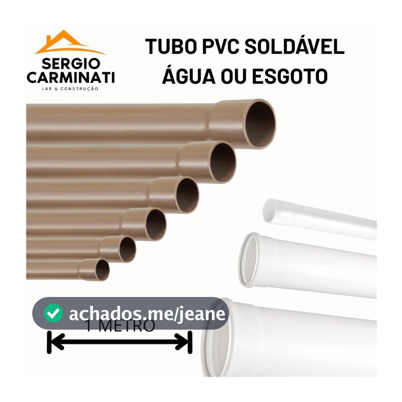 Cano Tubo de PVC Soldável Branco Marrom para Esgoto ou Agua 1 METRO
