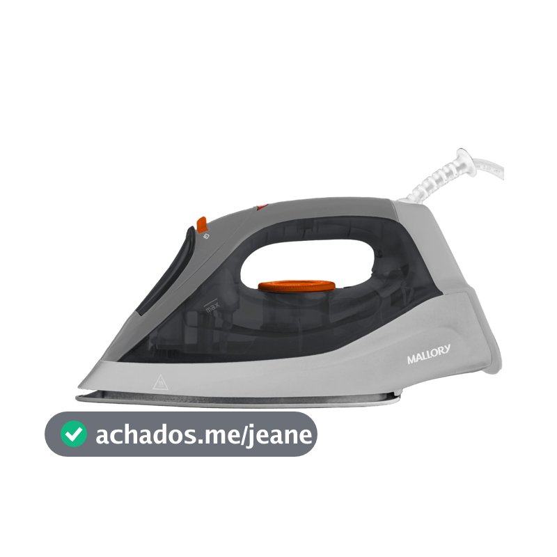 Ferro Mallory Jupiter Maxx 2 Em 1: A Seco Ou A Vapor - Base Antiaderente Cinza 127v