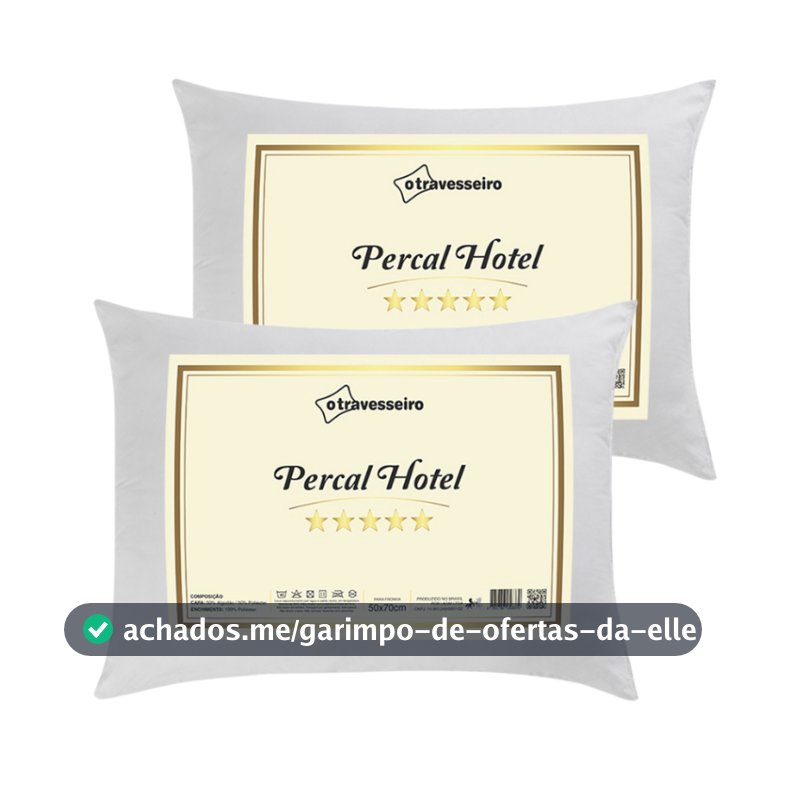 Kit 2 Travesseiro Luxo Percal Hotel 100% Fibra Siliconada Toque macio Lavável