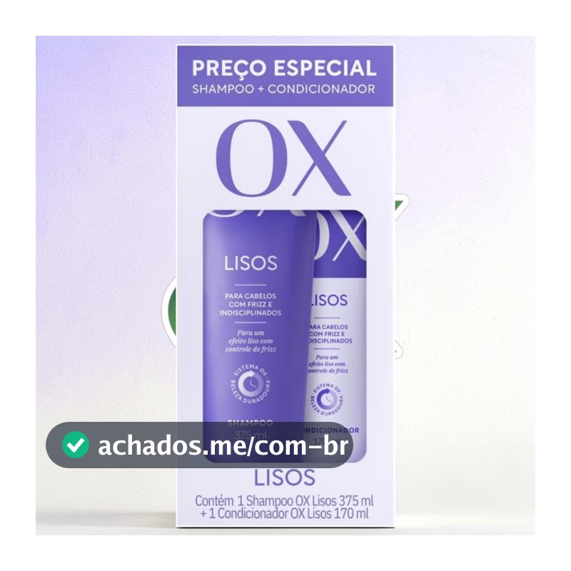 Kit OX Lisos Shampoo 375ml + Condicionador 170ml | Liso Alinhado e Sem Frizz