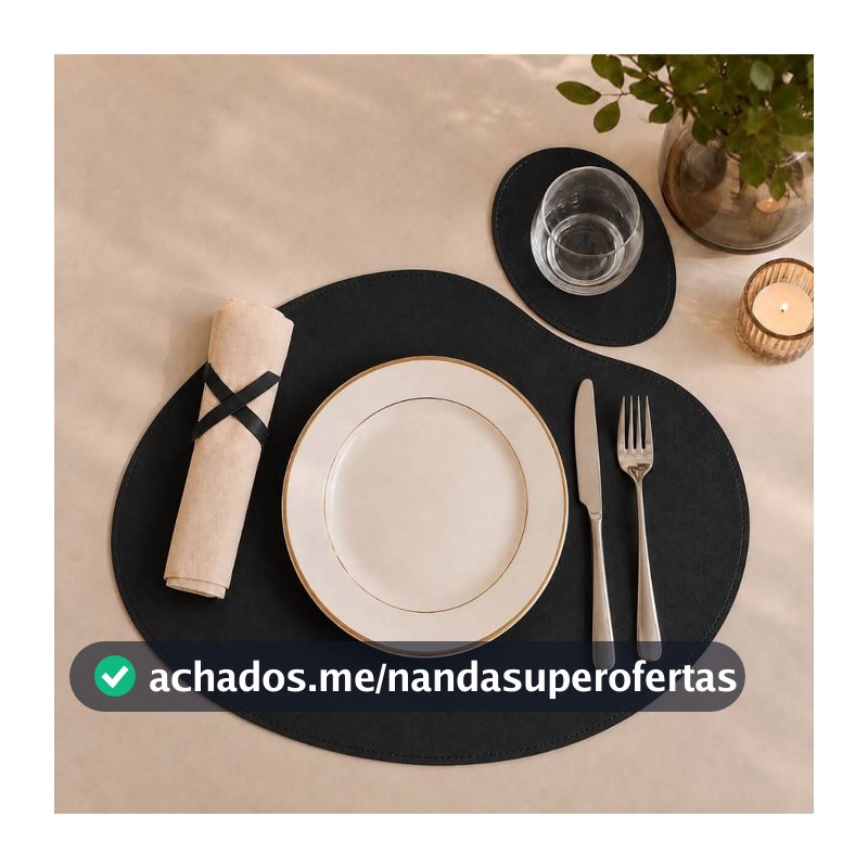 Kit  Mesa Posta Jogo Americano Sousplat Mesa De Jantar Kit Com 2,4,6,8 Peças Couro Ecológico Premium