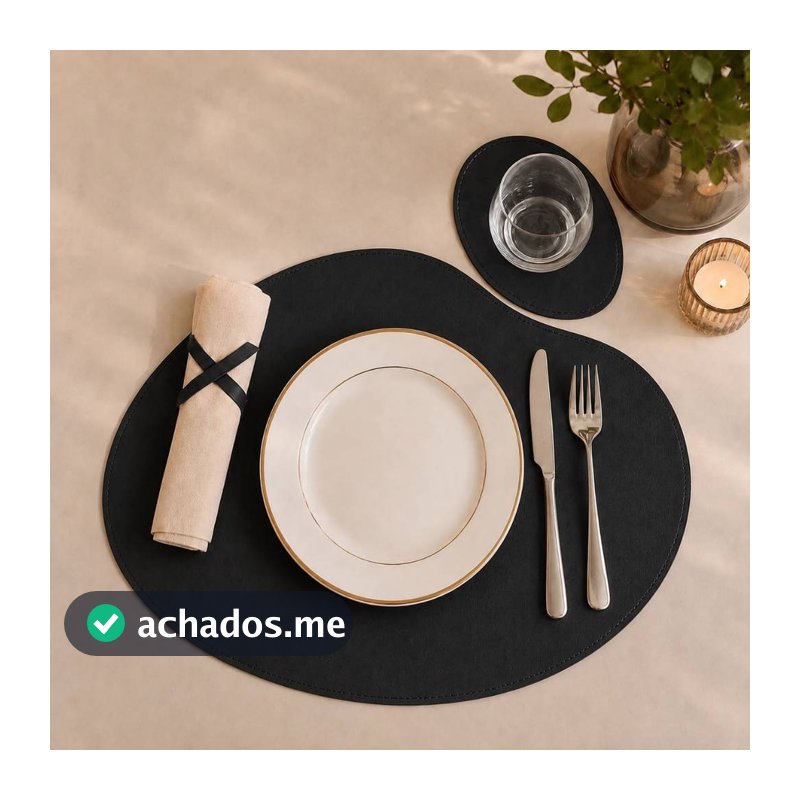 Kit  Mesa Posta Jogo Americano Sousplat Mesa De Jantar Kit Com 2,4,6,8 Peças Couro Ecológico Premium