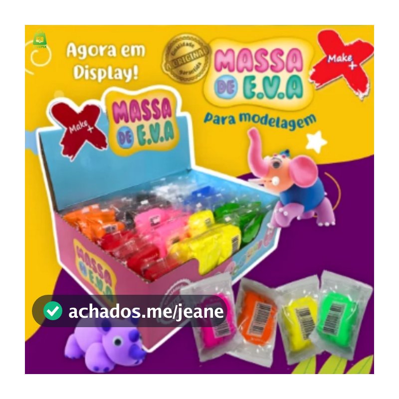 Massa De Eva 480g Make + Alta Qualidade 48 Unidades Sortidas Modelagem Infantil Diversão Brinquedo