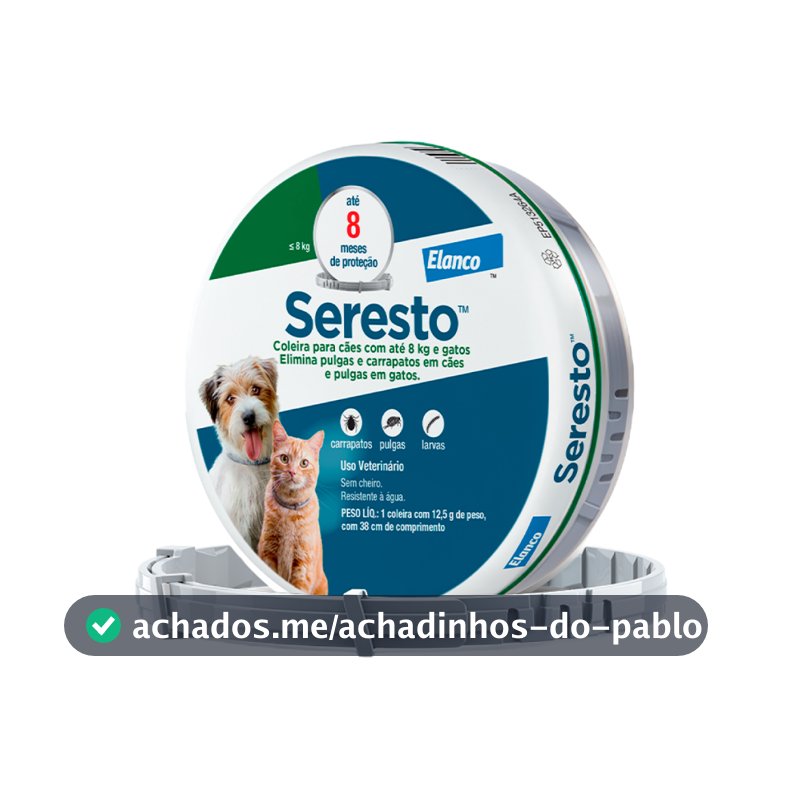 Coleira Seresto Antipulgas Para Cães E Gatos Até 8kg