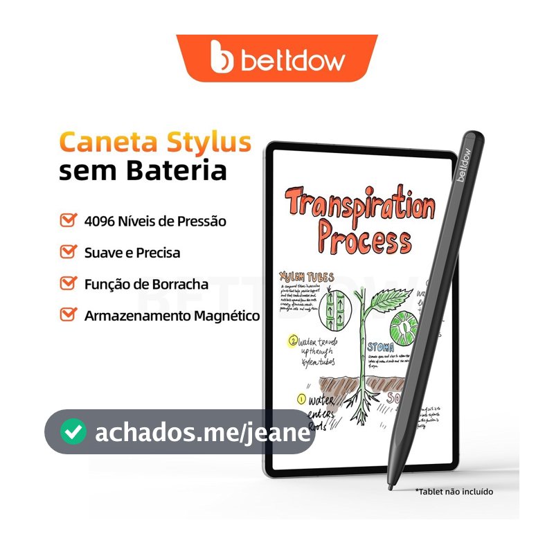 Caneta Magnética BETTDOW Samsung com borracha integrada e sensibilidade à pressão de 4096 níveis para trabalho e desenho