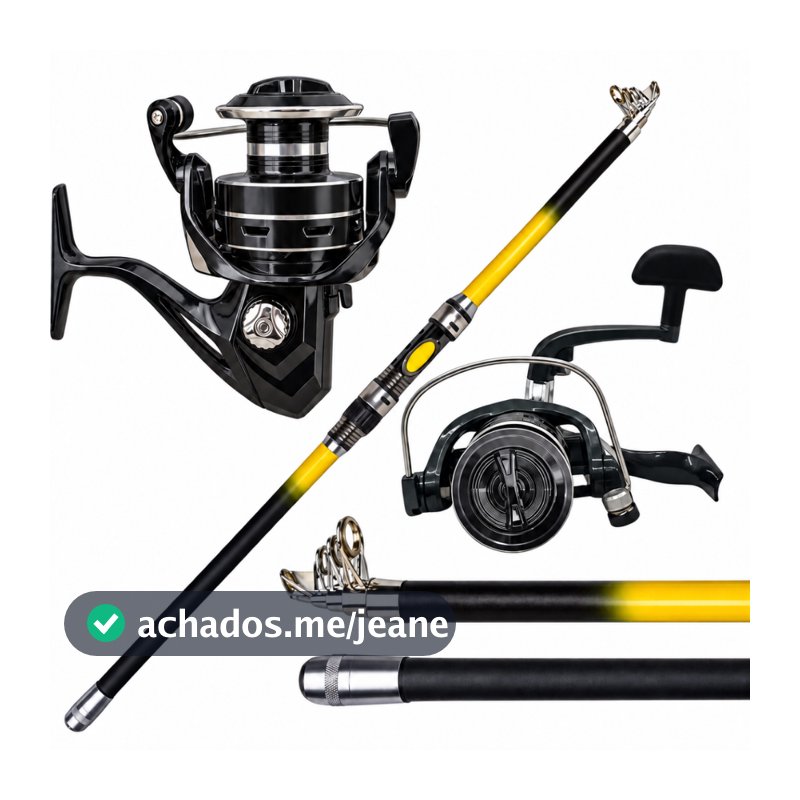 Kit Pesca Vara Telescópica Leve 3 metros 40Lbs + Molinete 5000 Carretel de Alumínio