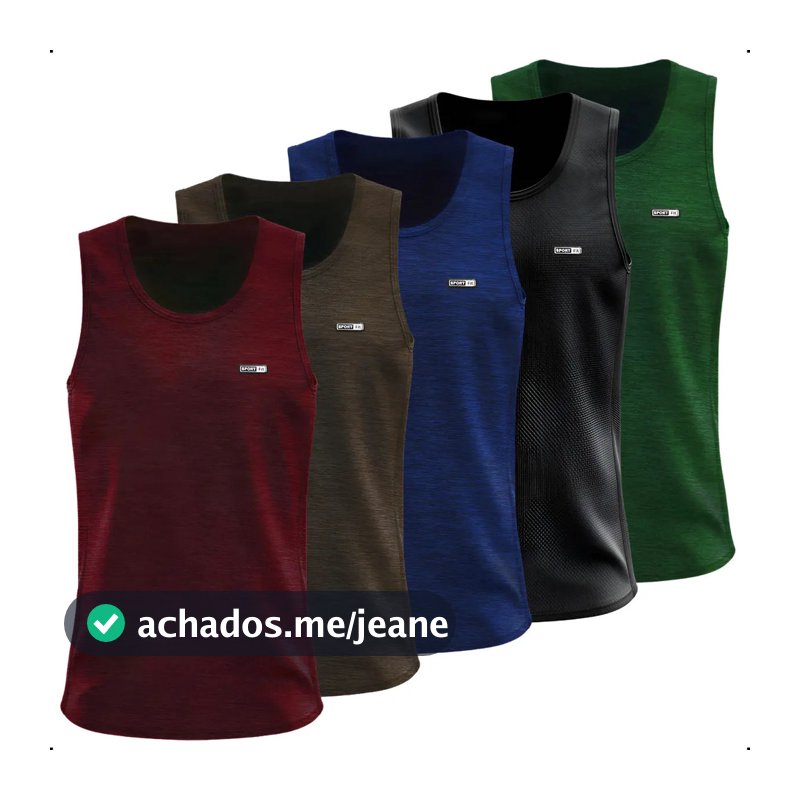 Kit 5 Regatas Dry Fit Masculina Academia Básica Malha Fria