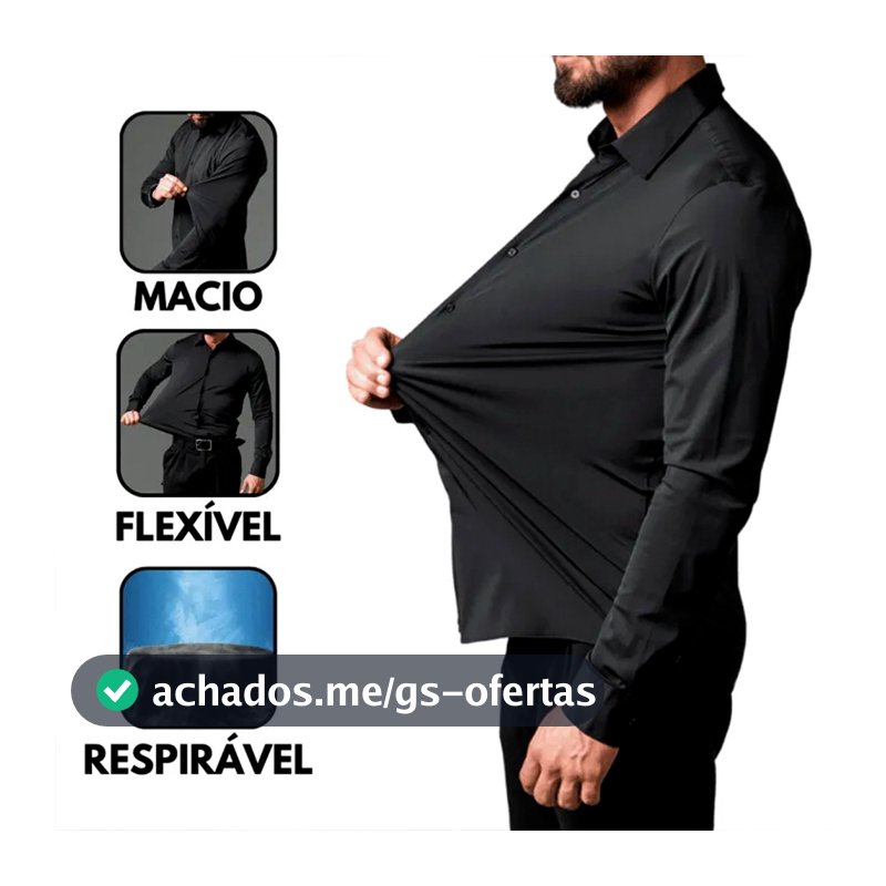 Camisa Social Tecnológica Slim Fit Anti-Transpirante Ante Odor E Não Amassa - Não é Poliéster