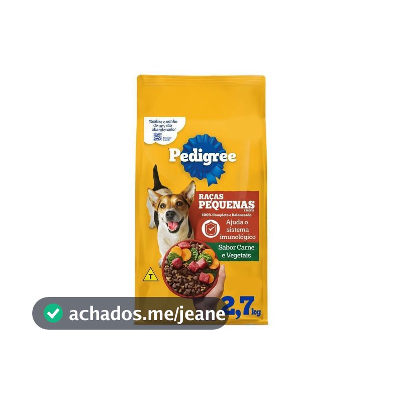 Ração Carne e Vegetais Cães Adultos Raças Pequenas e Minis 2,7 kg Pedigree