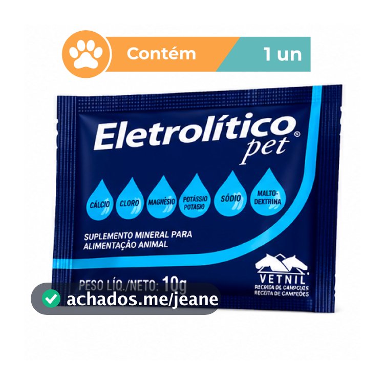 Eletrolítico Pet Vetnil Cães Gatos 10g 1 Sachê
