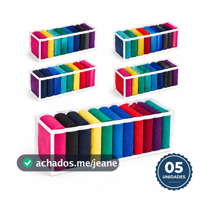 Kit 5 Colmeias organizadoras de gavetas com 10 divisórias para meias, roupas íntimas e fraldas