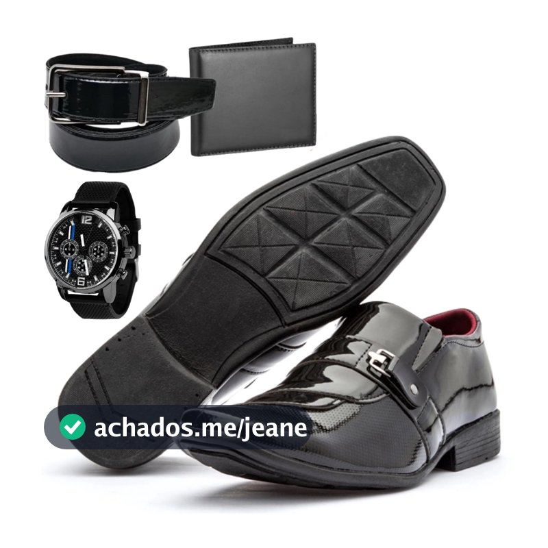 Kit 4 em 1 Sapato Social Masculino Com Carteira Cinto E Relógio