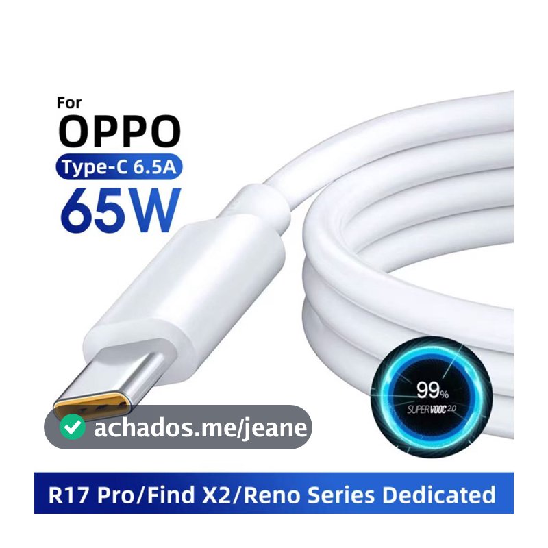 Para Cabo Carregador Rápido Oppo Tipo-C 65W Super Flash Charge 6.5A Cabo USB Suporte Cabo VOOC de Carregamento Rápido