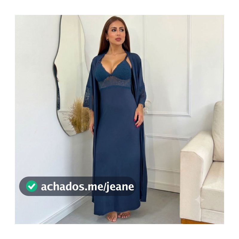Kit de Robe e Camisola LONGOS sem Bojo de Microfibra Light de Amamentação Feminina