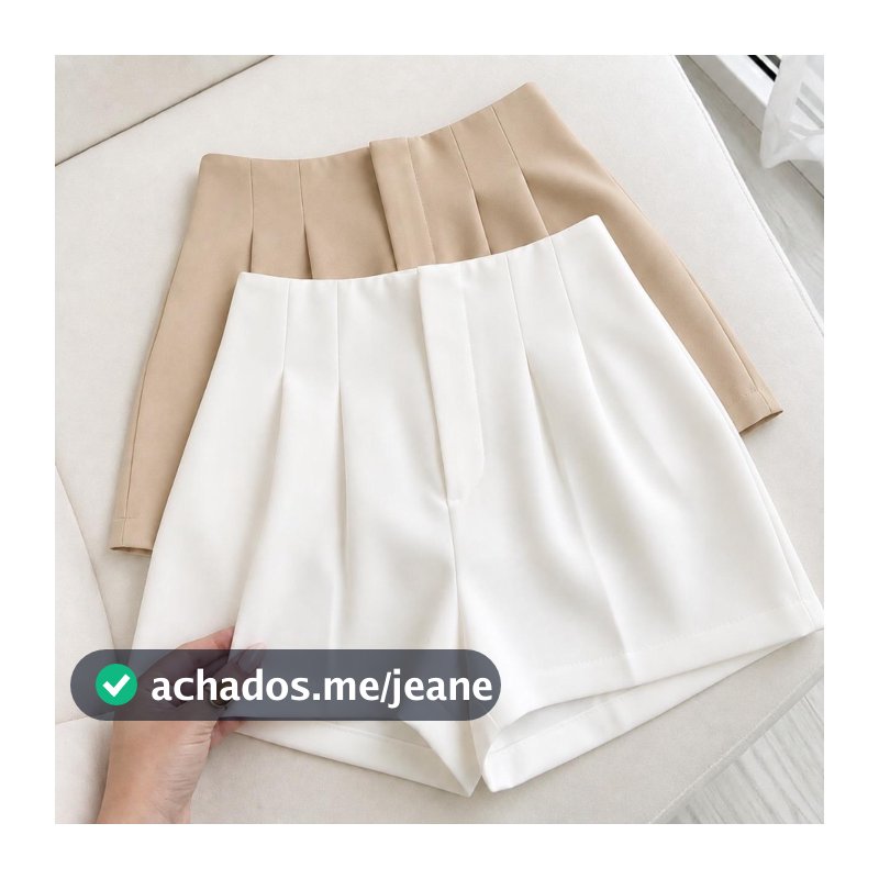 Kit 2 Shorts Alfaiataria Feminino Cintura Alta Social Com Pregas Elegantes