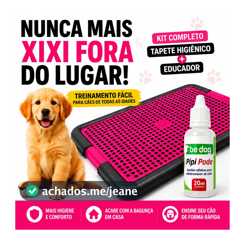 Kit Sanitário Tapete Higiênico Grande para Cachorro + Educador Xixi Pode 20ml | Treinamento Sim e Não Pet Cães