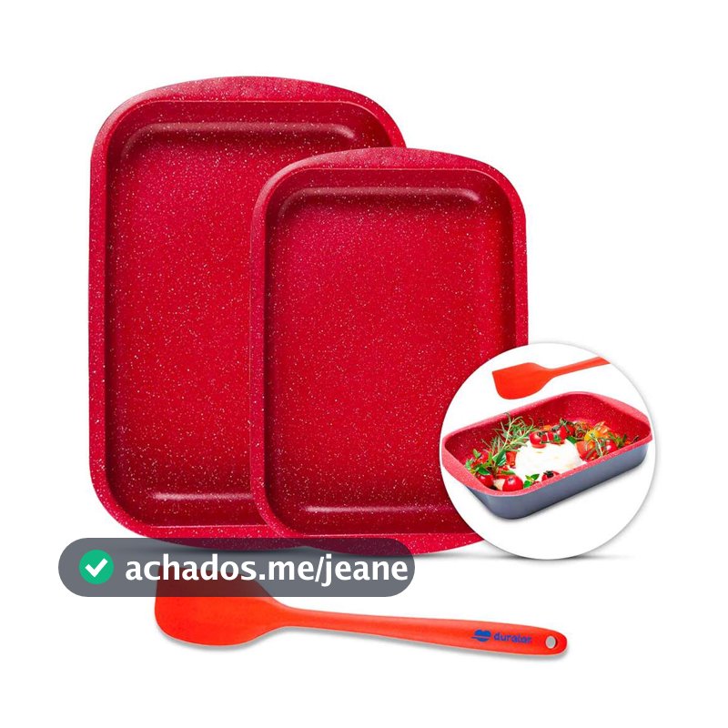 Jogo Assadeiras 3 Peças Espátula Silicone Vermelho Duralar
