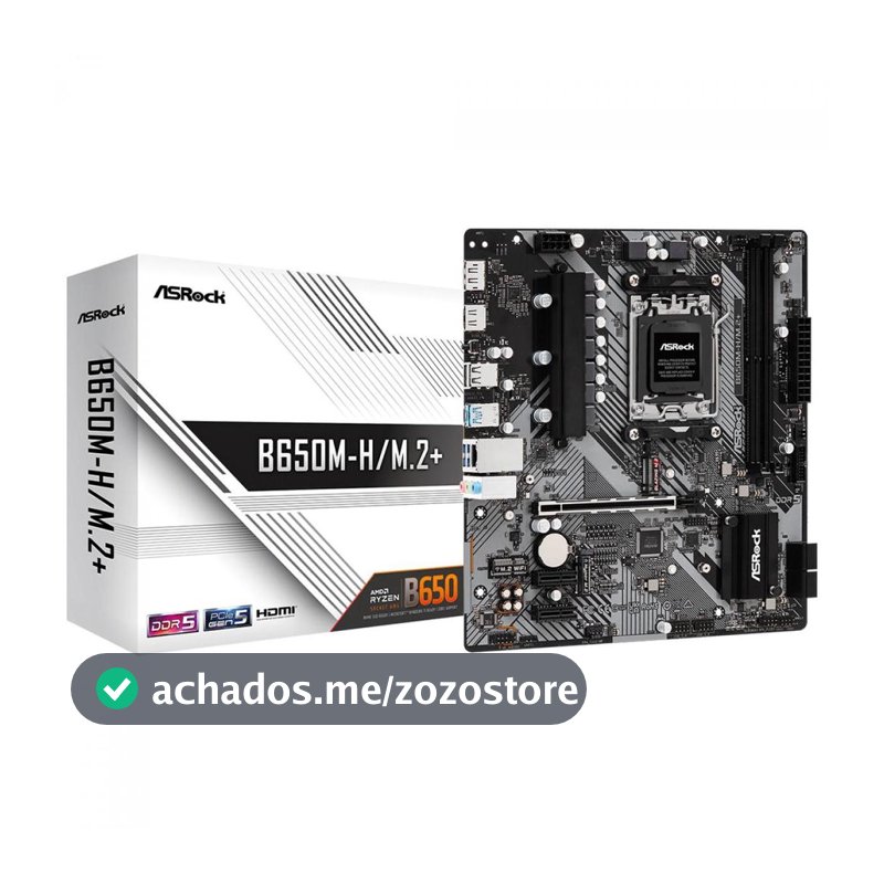 Placa Mãe ASRock B650M-H/M.2+, Chipset B650, AMD AM5, mATX, DDR5