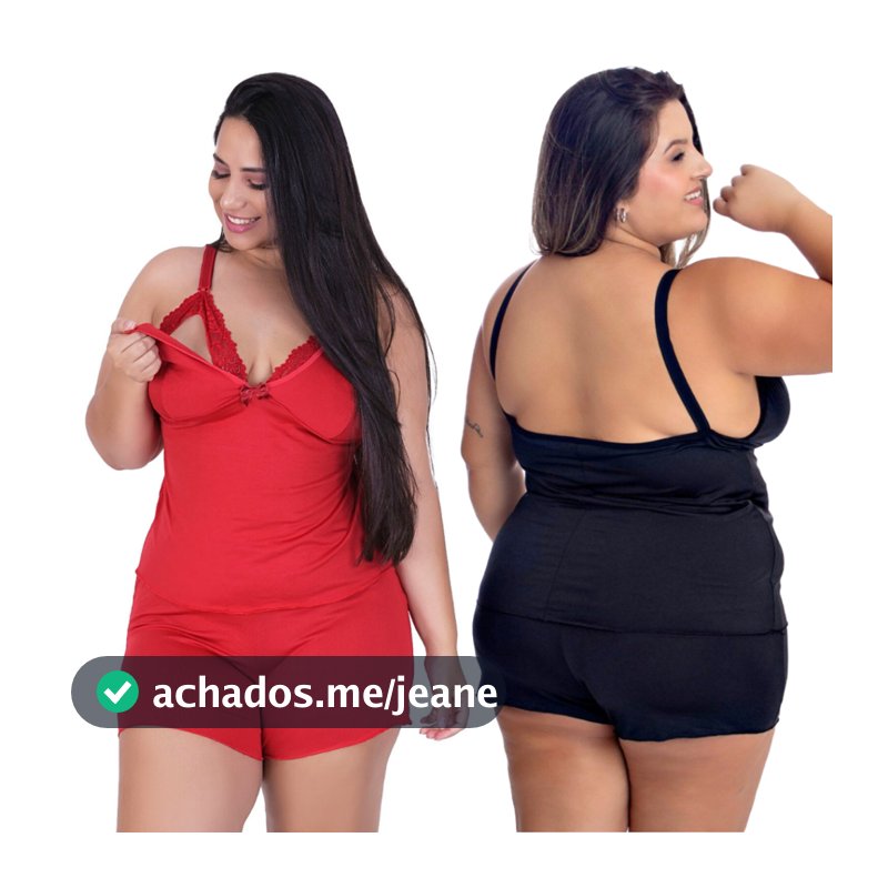 Kit 2 Baby Doll de Amamentação Pós Parto Plus Size Blusinha e Short com Renda e Alças maternidade