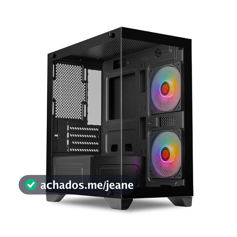 Gabinete Gamer TGT Gladiator, Rainbow, Mid-Tower, Lateral de Vidro, Com 2 Fans, Preto, TGT-GLD-BK