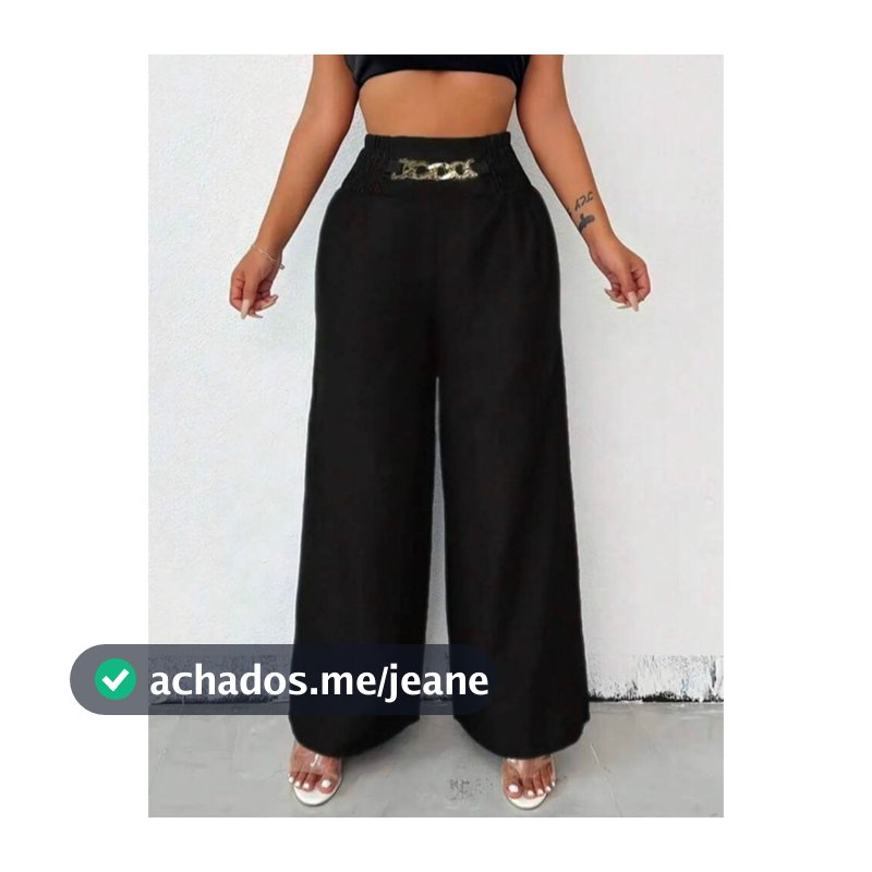 Calça Pantalona  PLUS SIZE Social Feminino De Linho Com Cinto Fake e Cintura Alta e Bolsos G1-G2-G3
