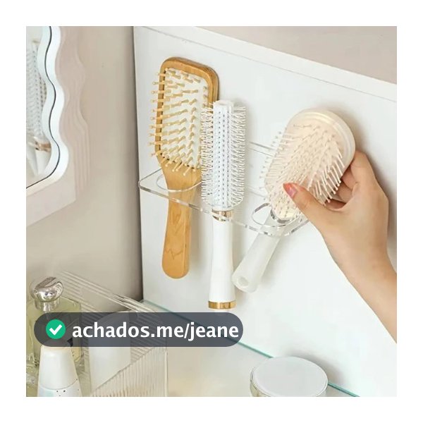 Suporte Escova de Cabelo em Acrílico Cristal Utilidades Organizadores Quarto Penteadeira Guarda Roupa.