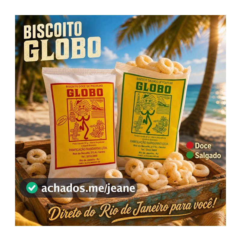 Caixa com 25 pacotes  Biscoito Globo Polvilho Tradicional Doce/Salgado