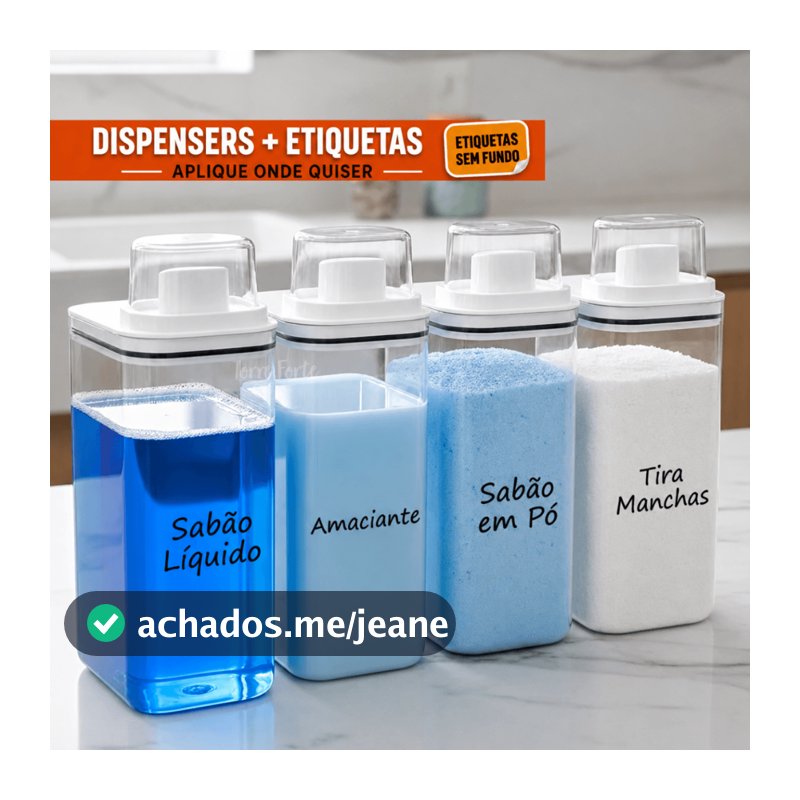 Organizador Lavanderia Dispensers 2,3L 1,5L Porta Sabão em Pó Líquido Amaciante Kit/Indv