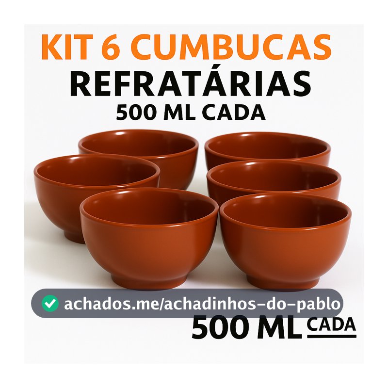 Kit 6 Cumbucas Refratárias 500 ml Porcelana Marrom Ideal P/ Feijoada Caldos Sorvetes Açaí Sobremesa