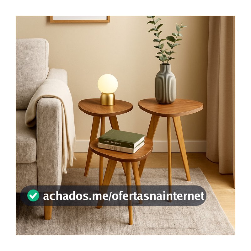 Kit 3 Mesas Lateral Forma Orgânica – Perfeitas para Sala, Quarto ou Escritório- Envio Imediato!