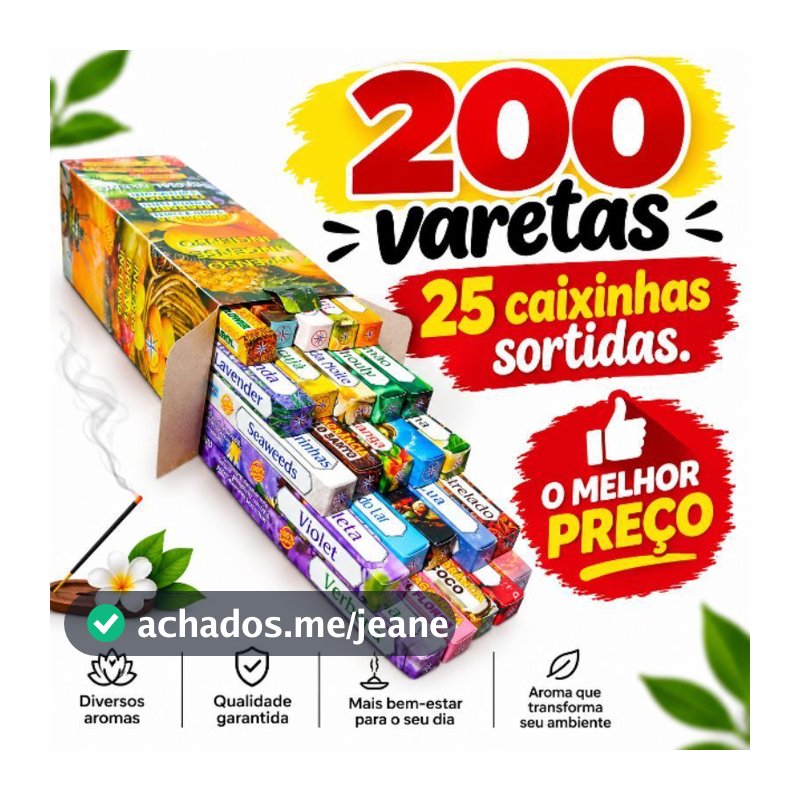 Incenso Natural –  Special Blend – 25 Caixinhas Sortidas – 200 Varetas Aromáticas Caixa Completa