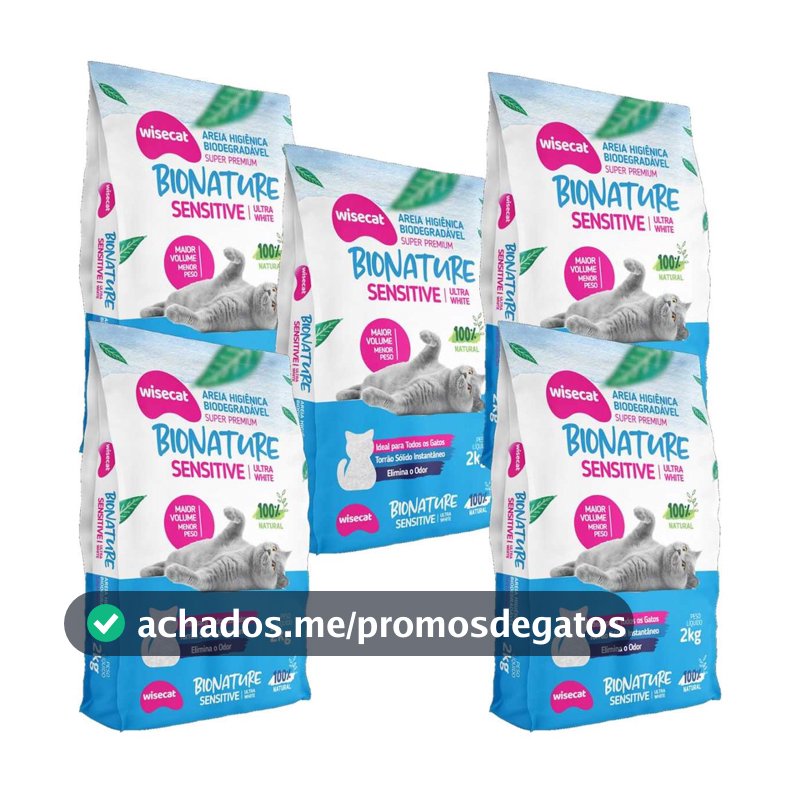 Areia Higiênica De Mandioca Para Gatos Sensitive 2kg kit 5Un