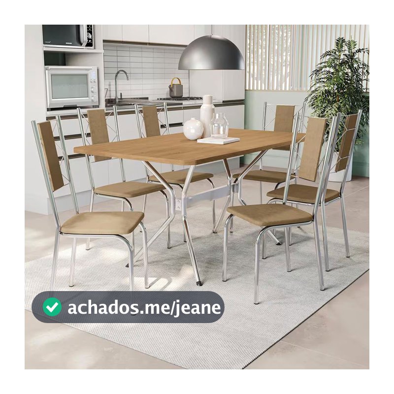 Mesa de Jantar Milano com 6 Cadeiras Estofadas Kappesberg