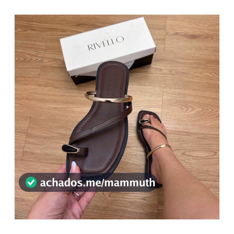 Sandália Rasteira Feminina Minimalista com Detalhe Metal Confortável Elegante Leve Rivello