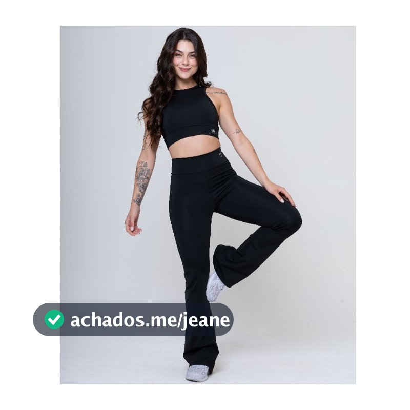 Conjunto LIFTZ Calça Flare Top Regata Legging Bailarina Cós Alto Suplex Zero Transparência Academia